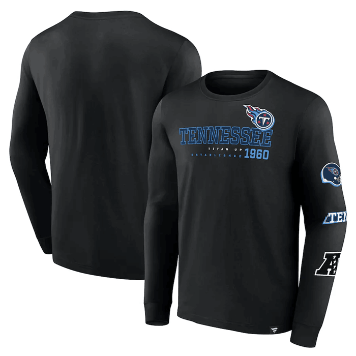 Men's Tennessee Titans Black High Whip Pitcher Long Sleeve T-Shirt